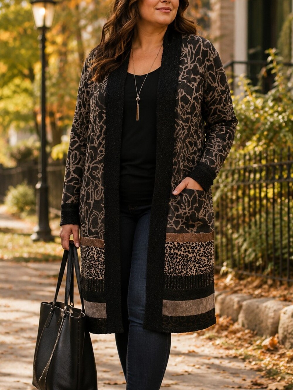 Chico’s Women’s Patterned Open Front Cardigan Animal Print Size 2/L